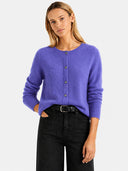 Women’s Classic Wool Cardigan – Soft Crew Neck Long Sleeve Knit Sweater