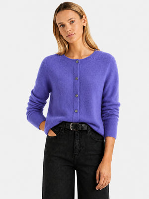 Women’s Classic Wool Cardigan – Soft Crew Neck Long Sleeve Knit Sweater