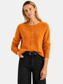 Women’s Classic Wool Cardigan – Soft Crew Neck Long Sleeve Knit Sweater