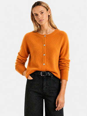 Women’s Classic Wool Cardigan – Soft Crew Neck Long Sleeve Knit Sweater