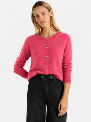 Women’s Classic Wool Cardigan – Soft Crew Neck Long Sleeve Knit Sweater