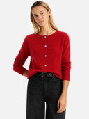 Women’s Classic Wool Cardigan – Soft Crew Neck Long Sleeve Knit Sweater