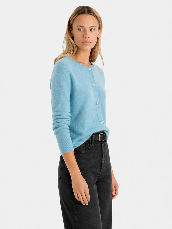 Women’s Classic Wool Cardigan – Soft Crew Neck Long Sleeve Knit Sweater