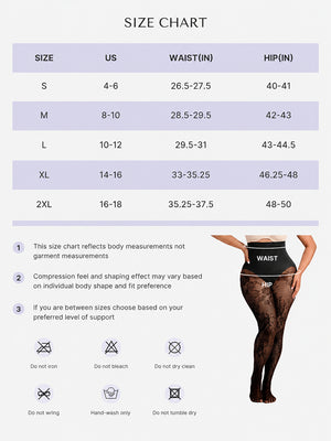 Women’s High-Waist Shaping Tights – Floral Lace Tummy Control Pantyhose