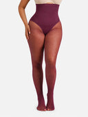 Women’s High-Waist Shaping Tights – Floral Lace Tummy Control Pantyhose