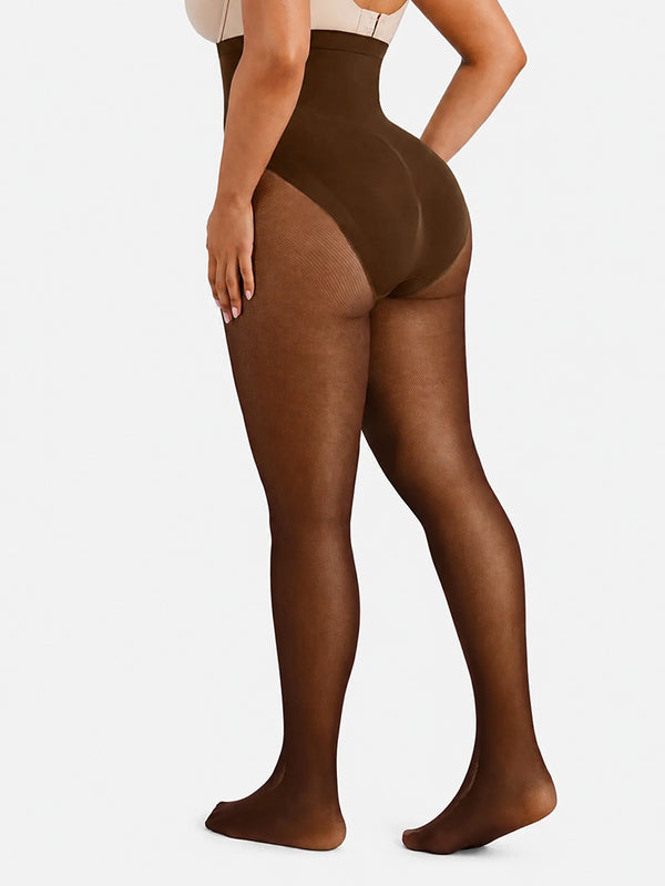 Women’s High-Waist Shaping Tights – Floral Lace Tummy Control Pantyhose
