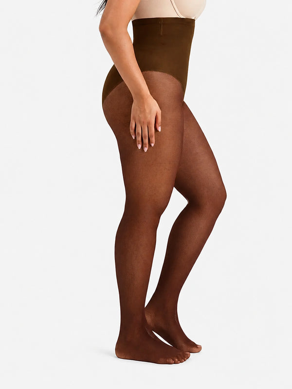 Women’s High-Waist Shaping Tights – Floral Lace Tummy Control Pantyhose