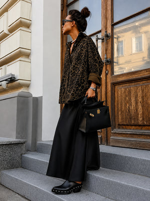 Women’s Animal Print Shacket – Oversized Button-Down Long Sleeve Shirt Jacket
