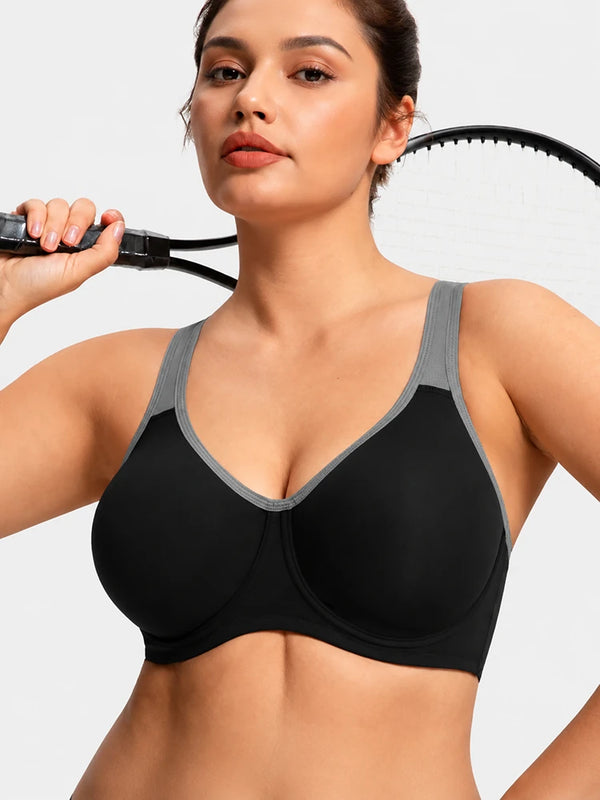 Plus Size Sports Bra for Women – Full Coverage, Soft Support, Wide Strap Workout Bra