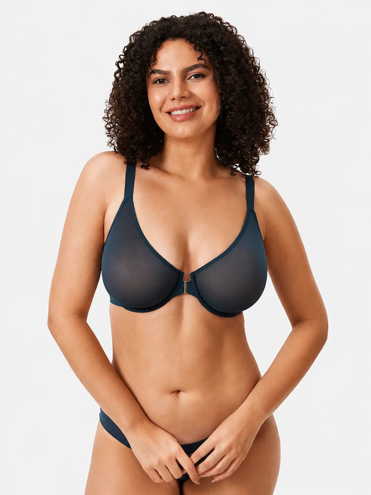 Women's Front Closure Mesh Support Bra