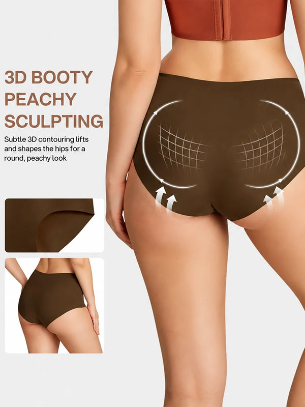 High Waist Silk Satin Cross Front Shapewear Panties(3-Pack)