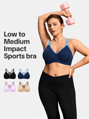 Plus Size Sports Bra for Women – Full Coverage, Soft Support, Wide Strap Workout Bra