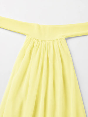 Women's Backless Halter Ruffle Romper Dress