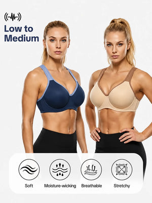 Plus Size Sports Bra for Women – Full Coverage, Soft Support, Wide Strap Workout Bra
