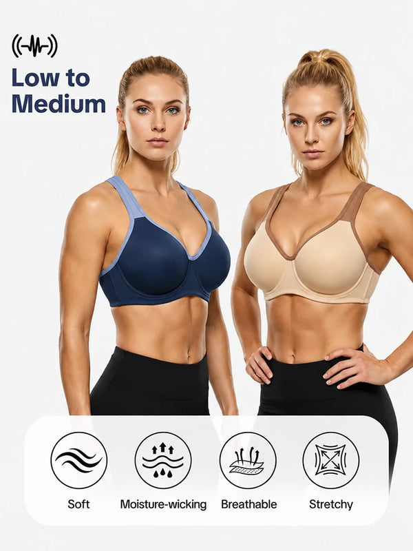 Plus Size Sports Bra for Women – Full Coverage, Soft Support, Wide Strap Workout Bra