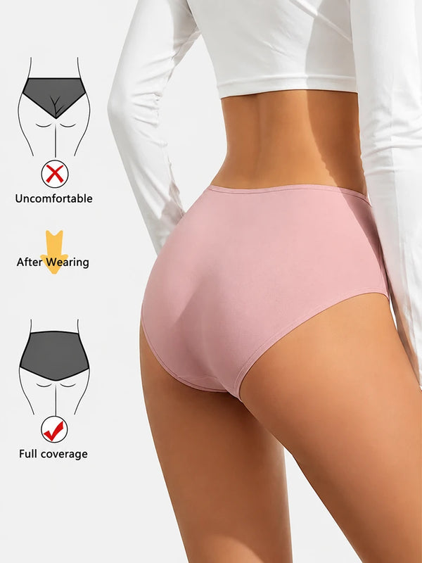 5 Pack Women’s Cute High Waisted Cotton Seamless Briefs