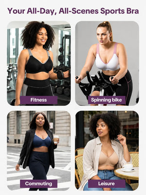 Plus Size Sports Bra for Women – Full Coverage, Soft Support, Wide Strap Workout Bra