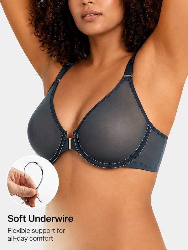 Women's Front Closure Mesh Support Bra