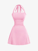 Women's Ruched Tie Back Polka Dot Dress