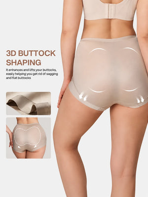High Waist Silk Satin Cross Front Shapewear Panties(3-Pack)