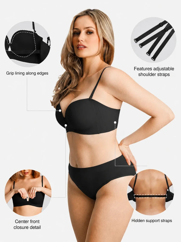 Seamless Non-Slip Push-Up Strapless Bra
