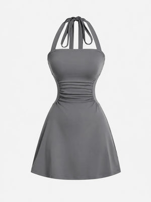 Women's Ruched Tie Back Polka Dot Dress