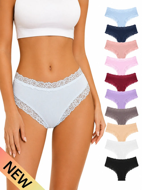 10-Pack Women's Cotton Lace Bikini Panties