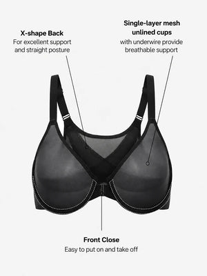 Women's Front Closure Mesh Support Bra