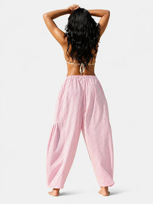Gingham Wide Leg Pants – Casual Loose Fit