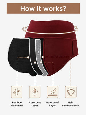 3-Pack Women's High Waisted Leakproof Period Underwear