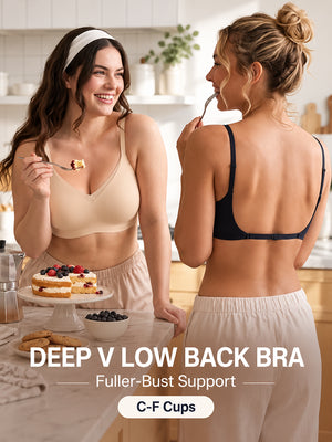 Women's Low-Back Deep V Seamless Bra with Jelly Support