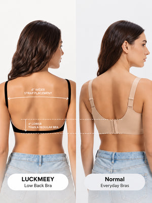 Women's Low-Back Deep V Seamless Bra with Jelly Support