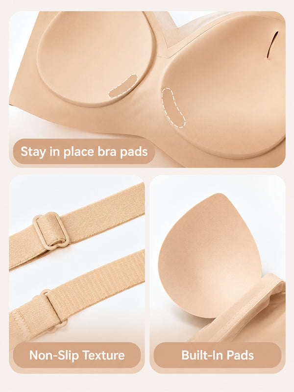 Women's Low-Back Deep V Seamless Bra with Jelly Support
