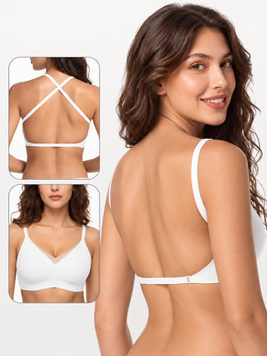 Women's Low-Back Deep V Seamless Bra with Jelly Support