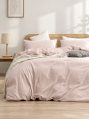 4 Piece Brushed Microfiber Bedding Set Solid Color Duvet Cover and Sheets