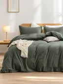4 Piece Brushed Microfiber Bedding Set Solid Color Duvet Cover and Sheets