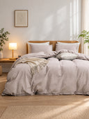 4 Piece Brushed Microfiber Bedding Set Solid Color Duvet Cover and Sheets