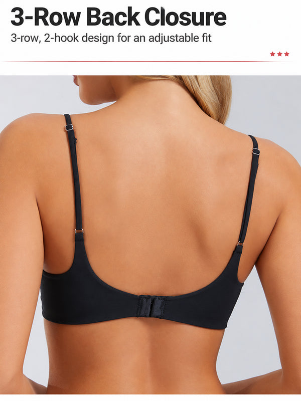 Women's Unlined Lace Plunge Bra – Deep V Balconette Underwire Demi Bra