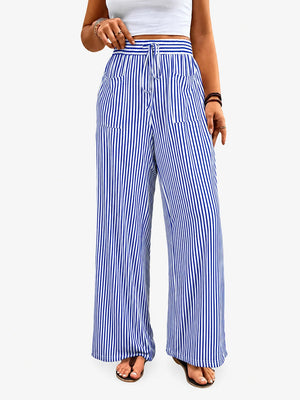Striped High-Waist Wide Leg Pants