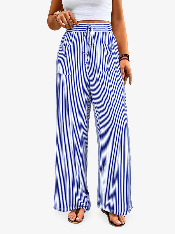 Striped High-Waist Wide Leg Pants
