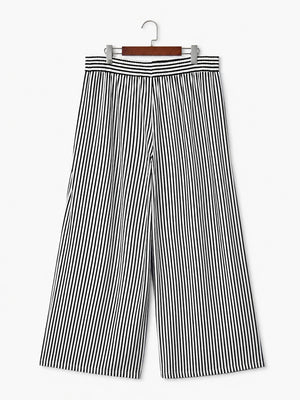 Striped High-Waist Wide Leg Pants