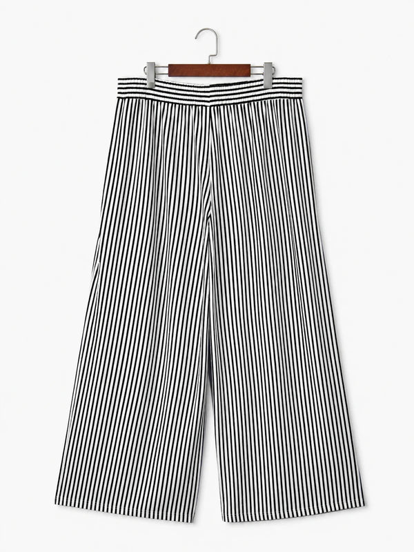 Striped High-Waist Wide Leg Pants