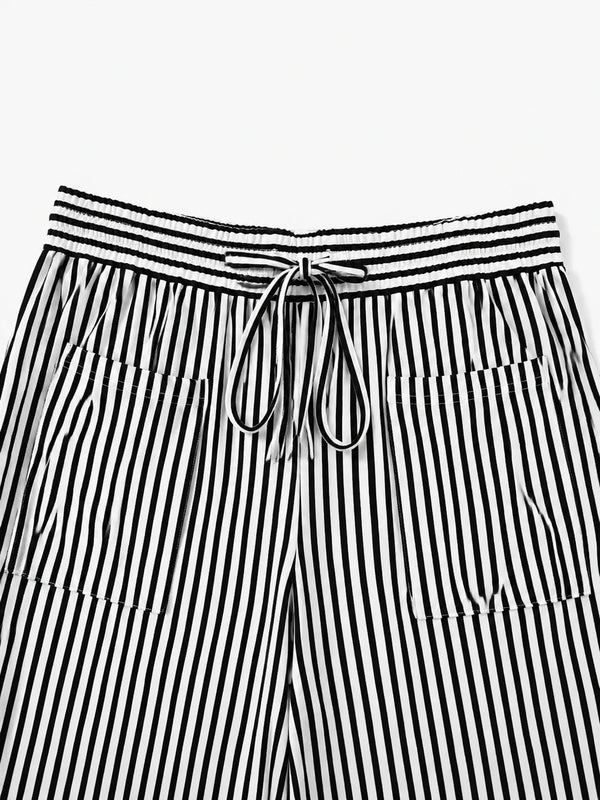 Striped High-Waist Wide Leg Pants