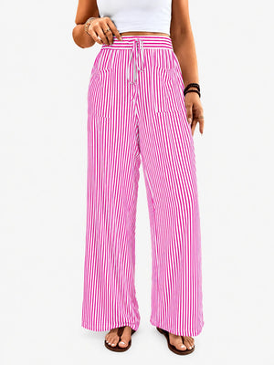 Striped High-Waist Wide Leg Pants