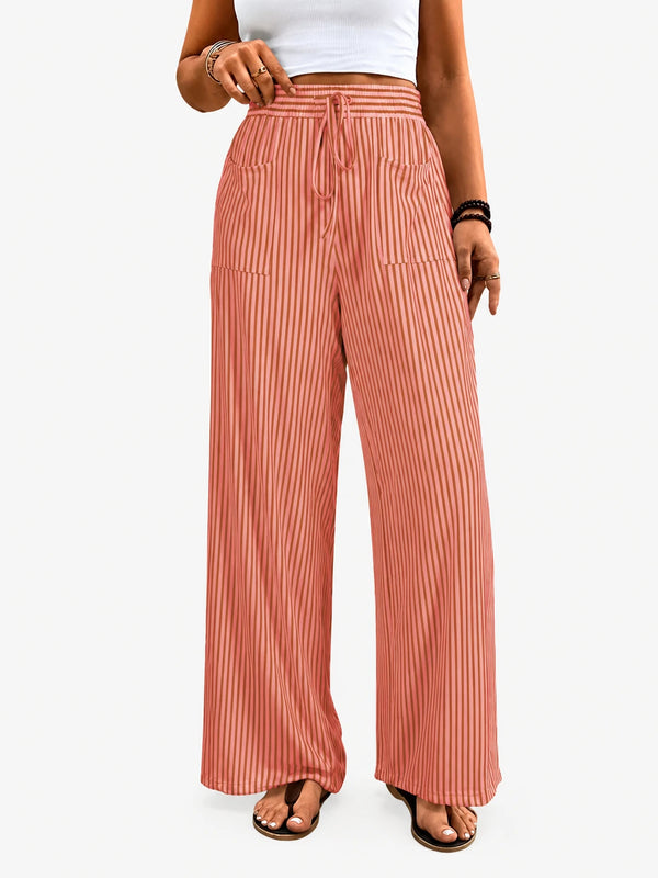 Striped High-Waist Wide Leg Pants