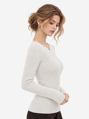 Women’s Fine Wool Boat Neck Knit Sweater