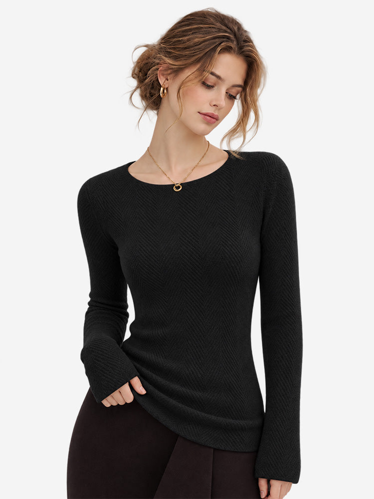 Women’s Fine Wool Boat Neck Knit Sweater