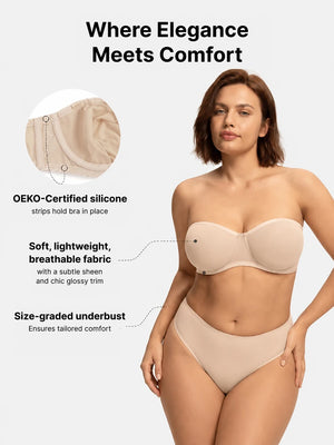 Sheer Mesh Unlined Underwire Strapless Balconette Bra