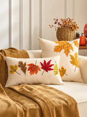 Autumn Pumpkin & Maple Leaf Pillow Covers – Festive Thanksgiving Sofa Decorations