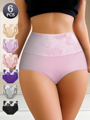 6-Pack High Waisted Cotton Briefs for Women
